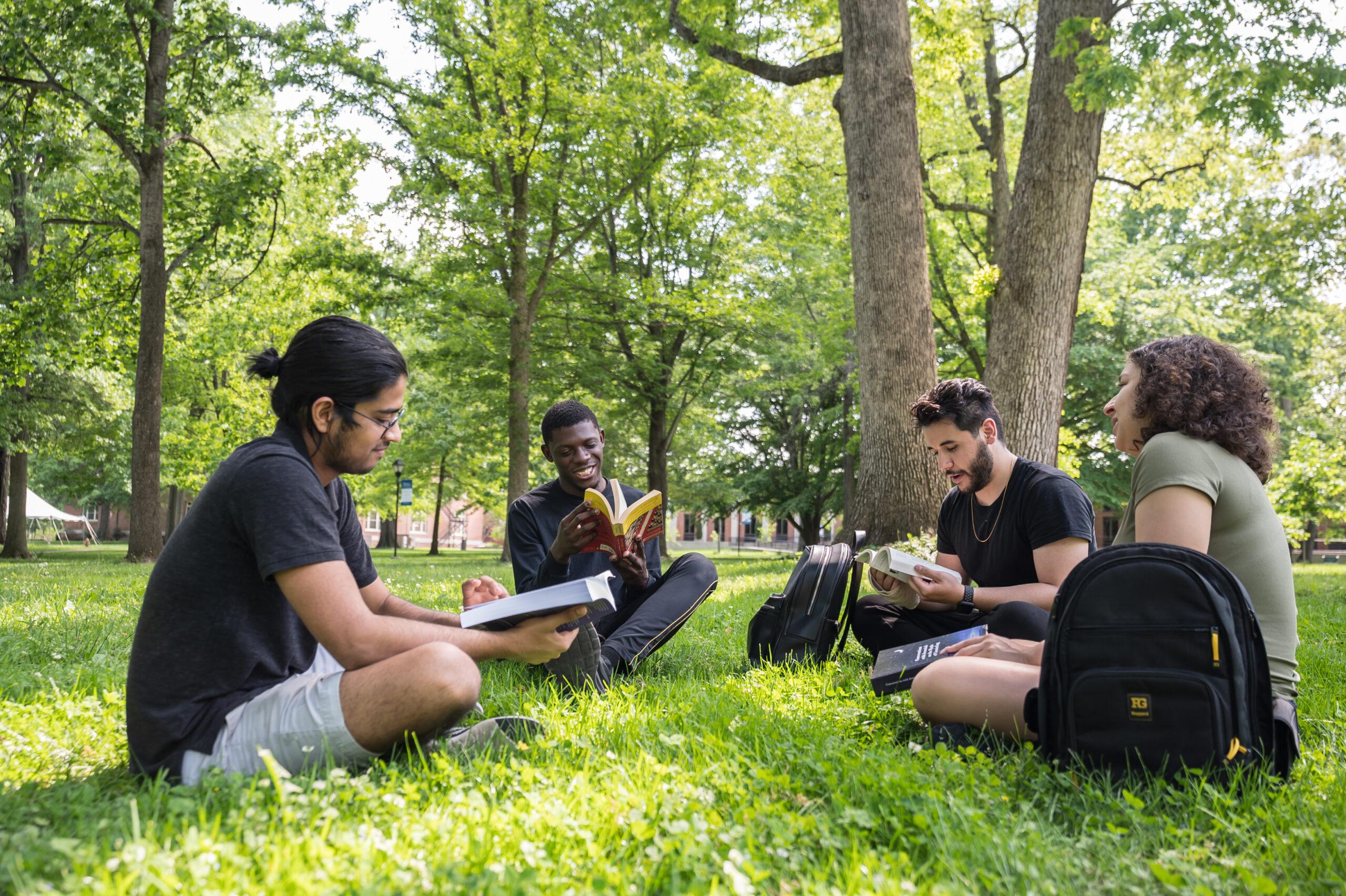 Berea College students sitting on the Quad
